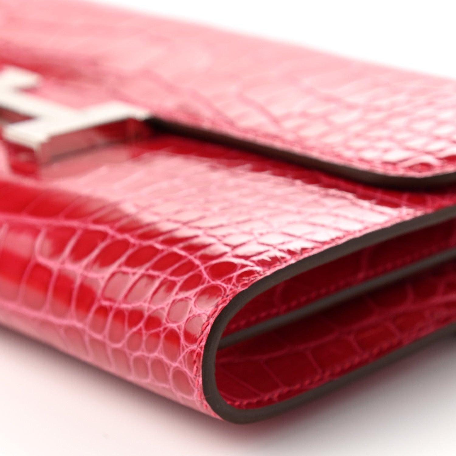 Hermes Shiny Alligator Constance Long Wallet To Go Rose Extreme 9 of 10