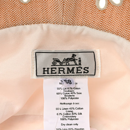 Hermes Linen Cotton Embroidered Eloise Garden Party Bucket Hat 58 Jaune Itauba 8 of 8
