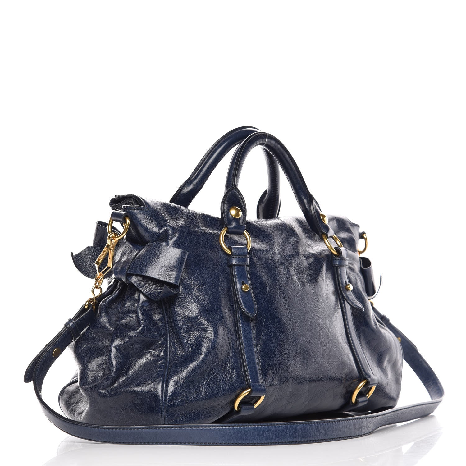 Miu Miu Vitello Lux Medium Bow Bag Bleuette 4 of 10