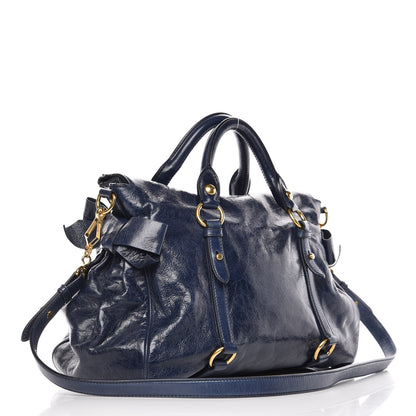 Miu Miu Vitello Lux Medium Bow Bag Bleuette 4 of 10