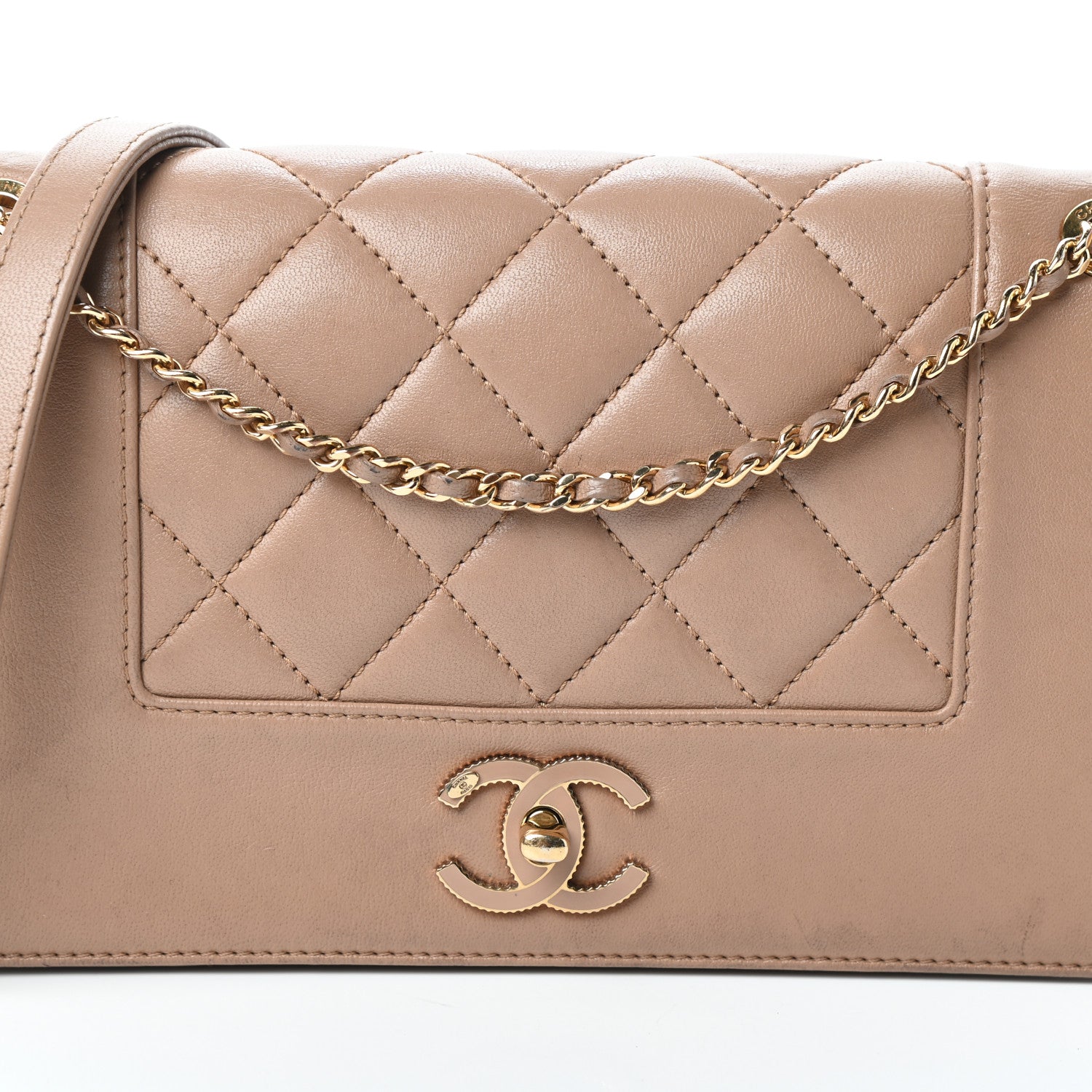 Chanel Sheepskin Quilted Vintage Mademoiselle Flap Beige 8 of 10