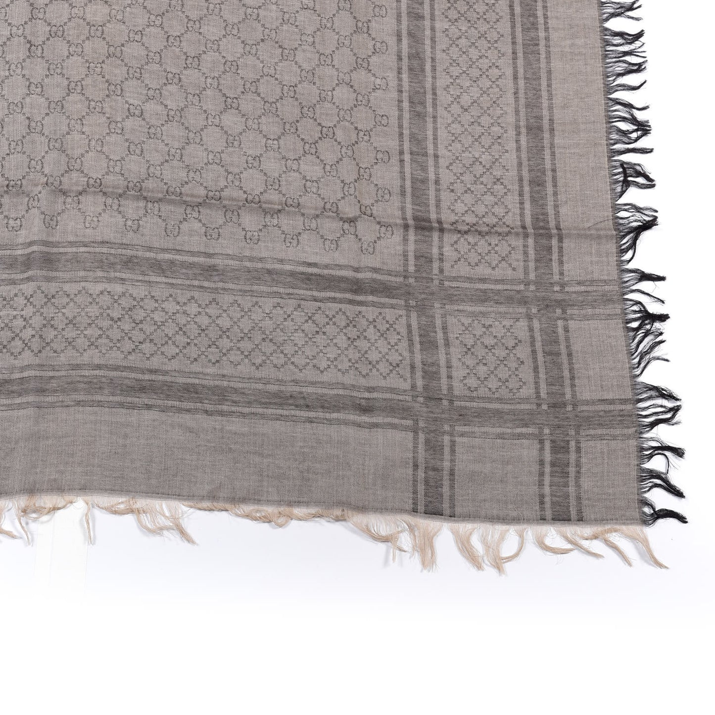 Wool Silk GG Monogram Diamante Cavendish Square Shawl Brown