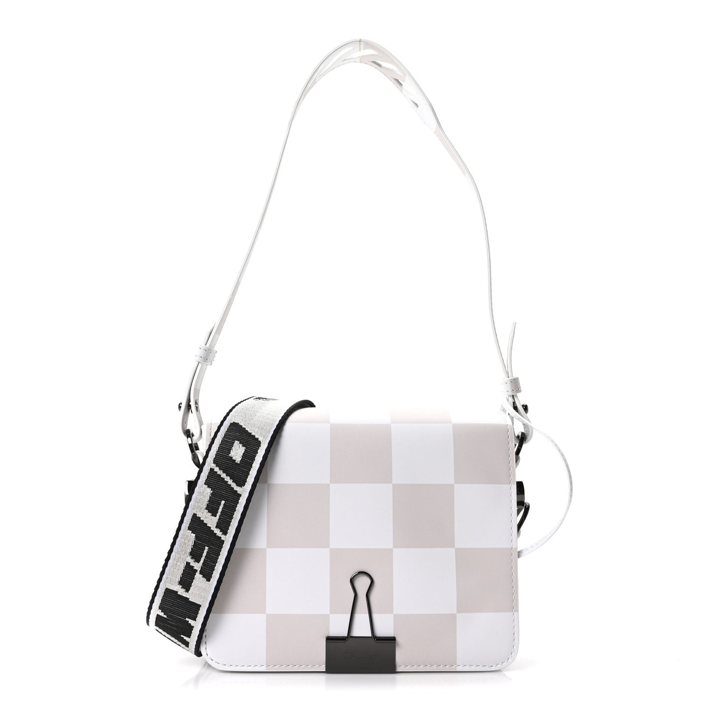 Calfskin Figures of Speech Binder Clip Bag White Beige