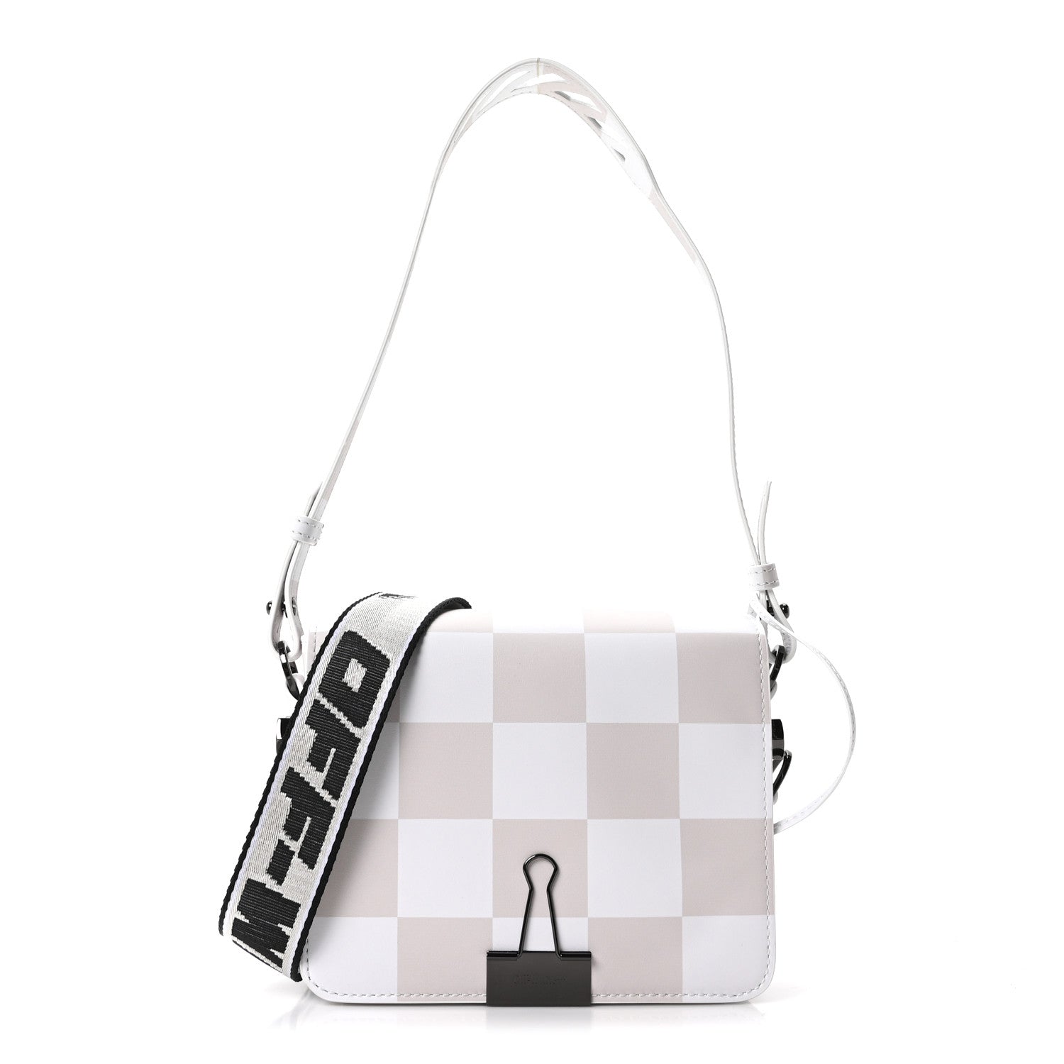 Off-White Calfskin Figures of Speech Binder Clip Bag White Beige 1 of 9