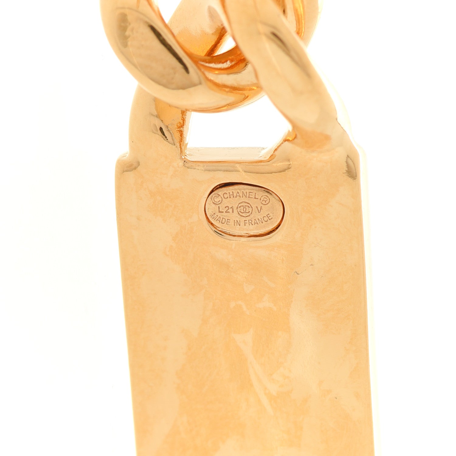 Chanel Crystal Tag Drop Earrings Gold 4 of 5