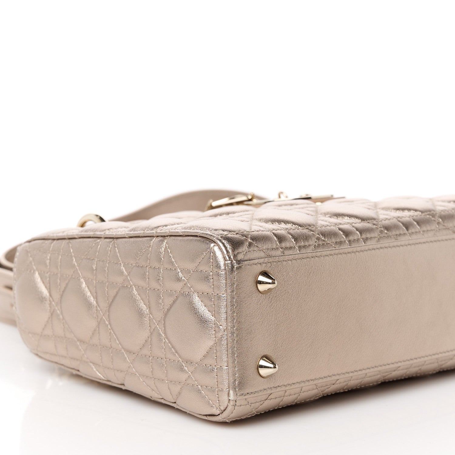 Christian Dior Metallic Lambskin Cannage Small My ABCDior Lady Dior Gold 9 of 10