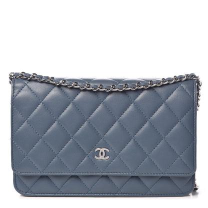 Chanel Lambskin Quilted Wallet On Chain WOC Blue 1 of 11