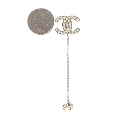 Chanel Crystal CC Chain Cuff Single Clip On Earring Gold Pearly White 2 of 4