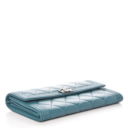 Chanel Lambskin Quilted Boy Flap Wallet Turquoise 5 of 10