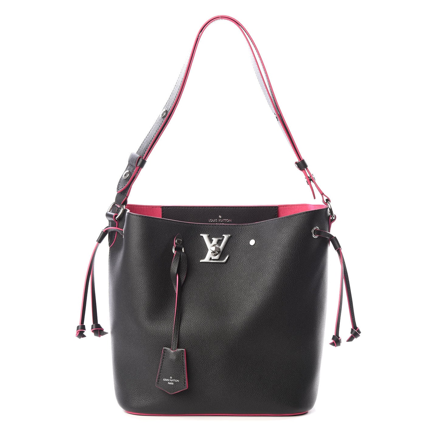 Calfskin Lockme Bucket Black