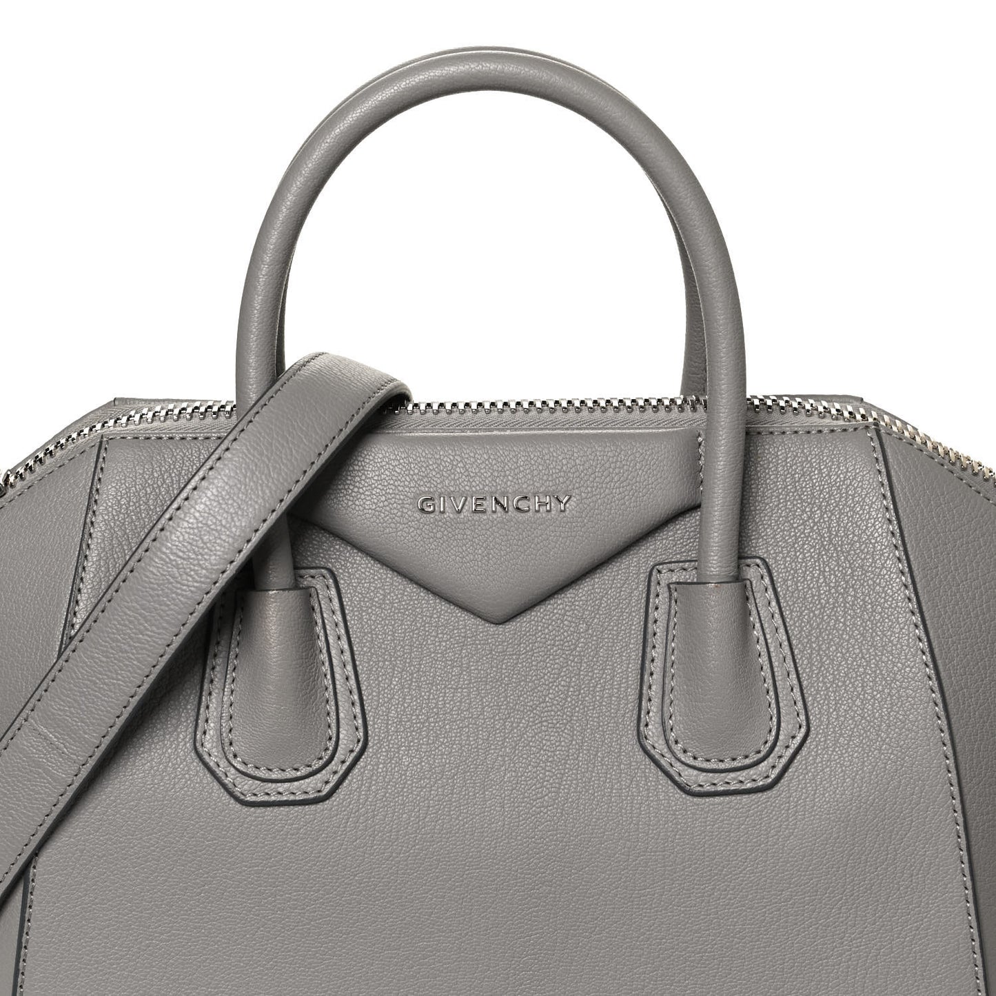 Sugar Goatskin Small Antigona Pearl Grey