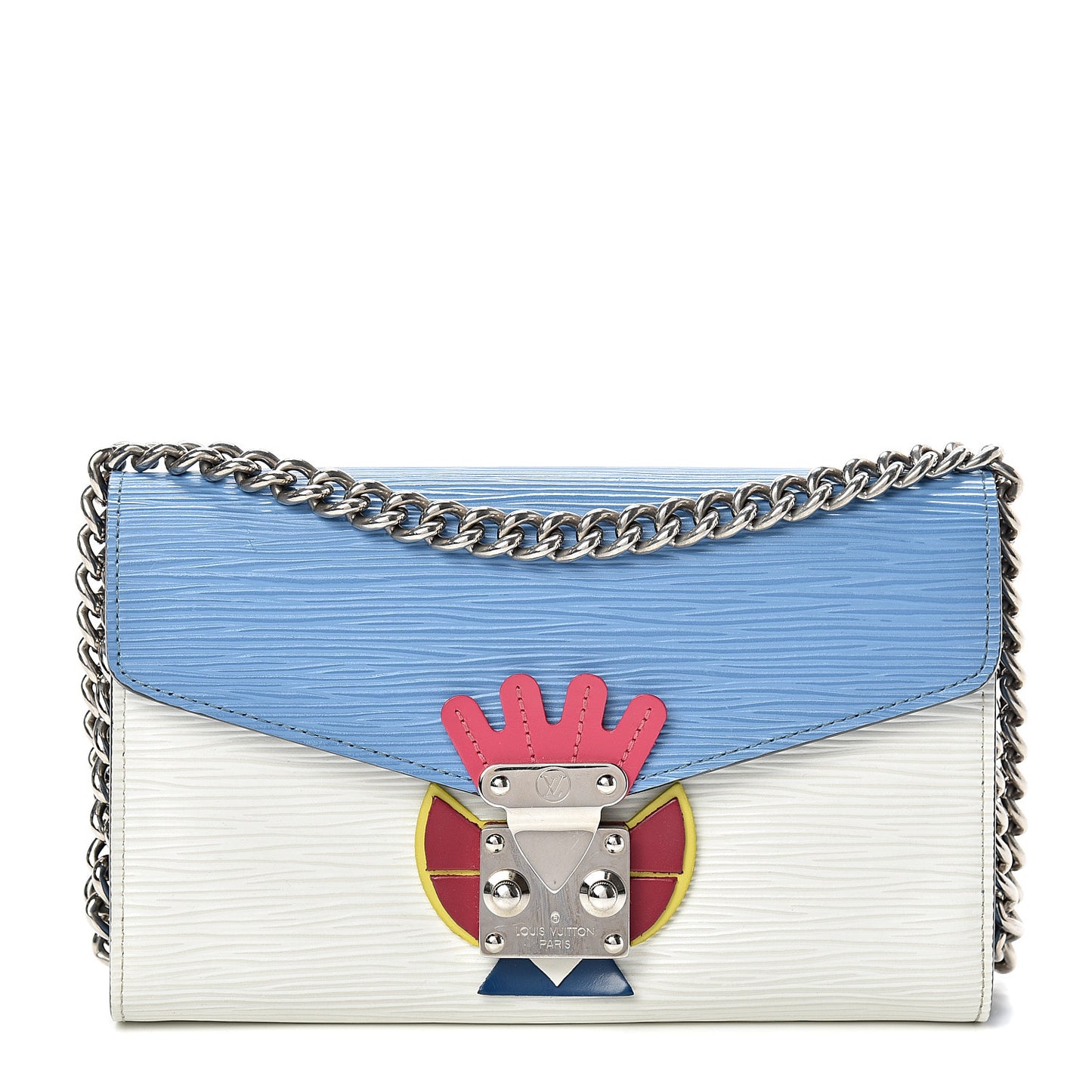 Epi Tribal Mask Chain Wallet Blue White