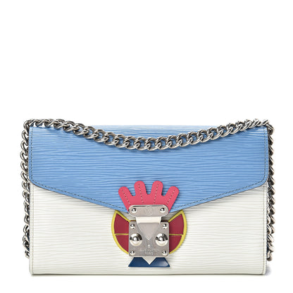Louis Vuitton Epi Tribal Mask Chain Wallet Blue White 1 of 11