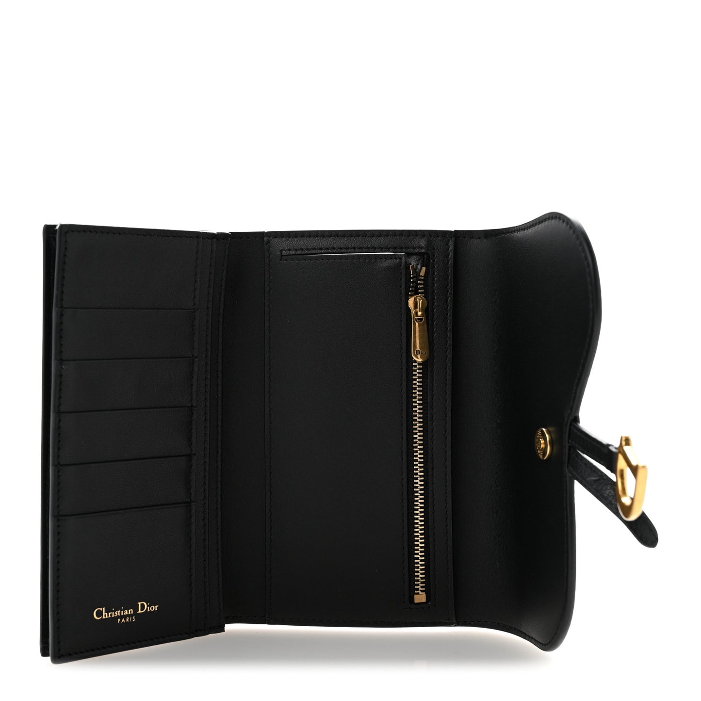 Goatskin Saddle Long Wallet Black