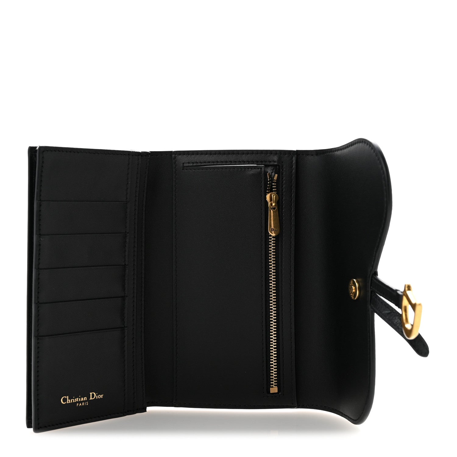 Christian Dior Goatskin Saddle Long Wallet Black 5 of 10
