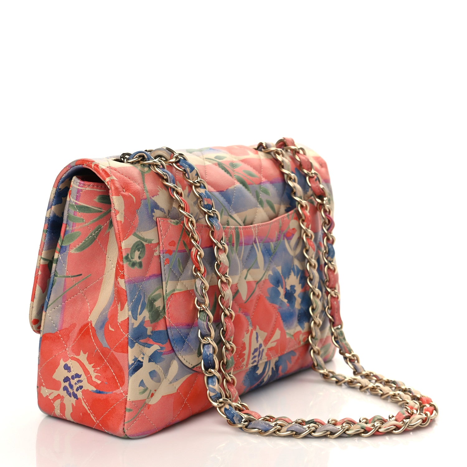Chanel Lambskin Quilted Floral Jumbo Single Flap Multicolor 3 of 10