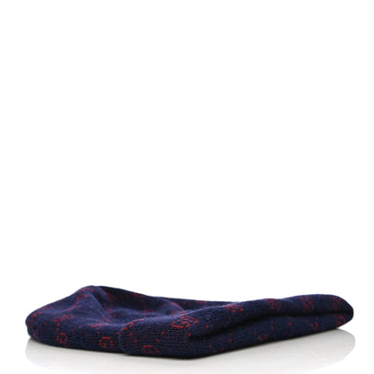 Gucci Wool Alpaca GG Monogram Beanie Hat M Navy 3 of 10