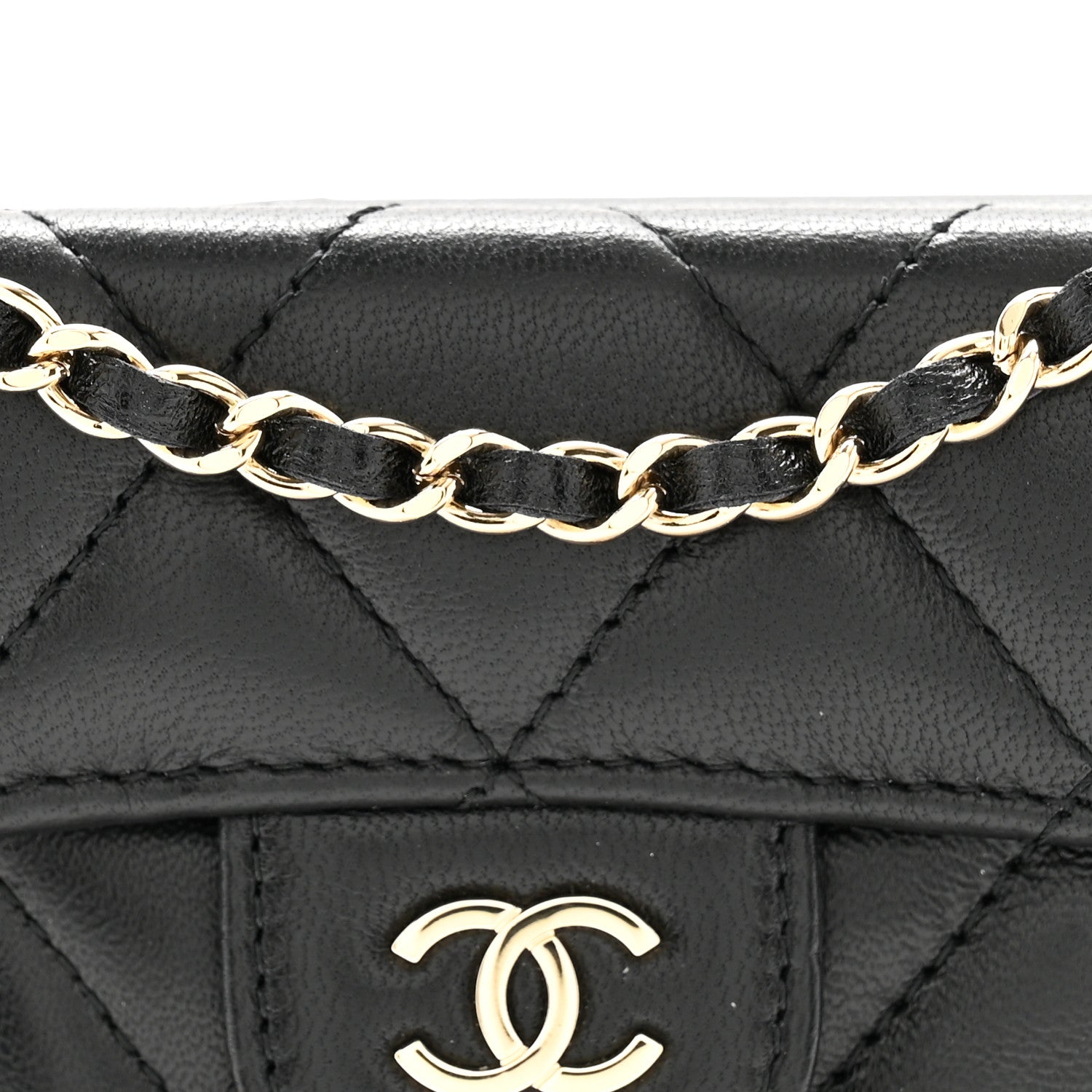Chanel Lambskin Quilted Pearl Crush iPhone XII Pro Holder With Chain Black 8 of 11