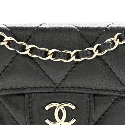 Chanel Lambskin Quilted Pearl Crush iPhone XII Pro Holder With Chain Black 8 of 11