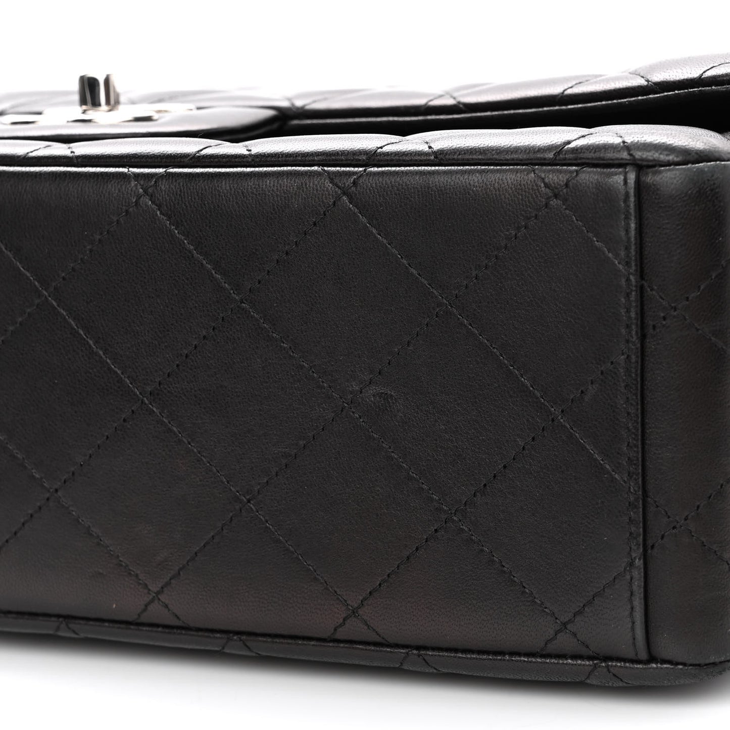 Lambskin Quilted Maxi Double Flap Black