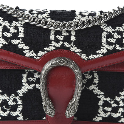 Gucci Tweed GG Monogram Small Dionysus Shoulder Bag Black White Romantic Cherry 10 of 10