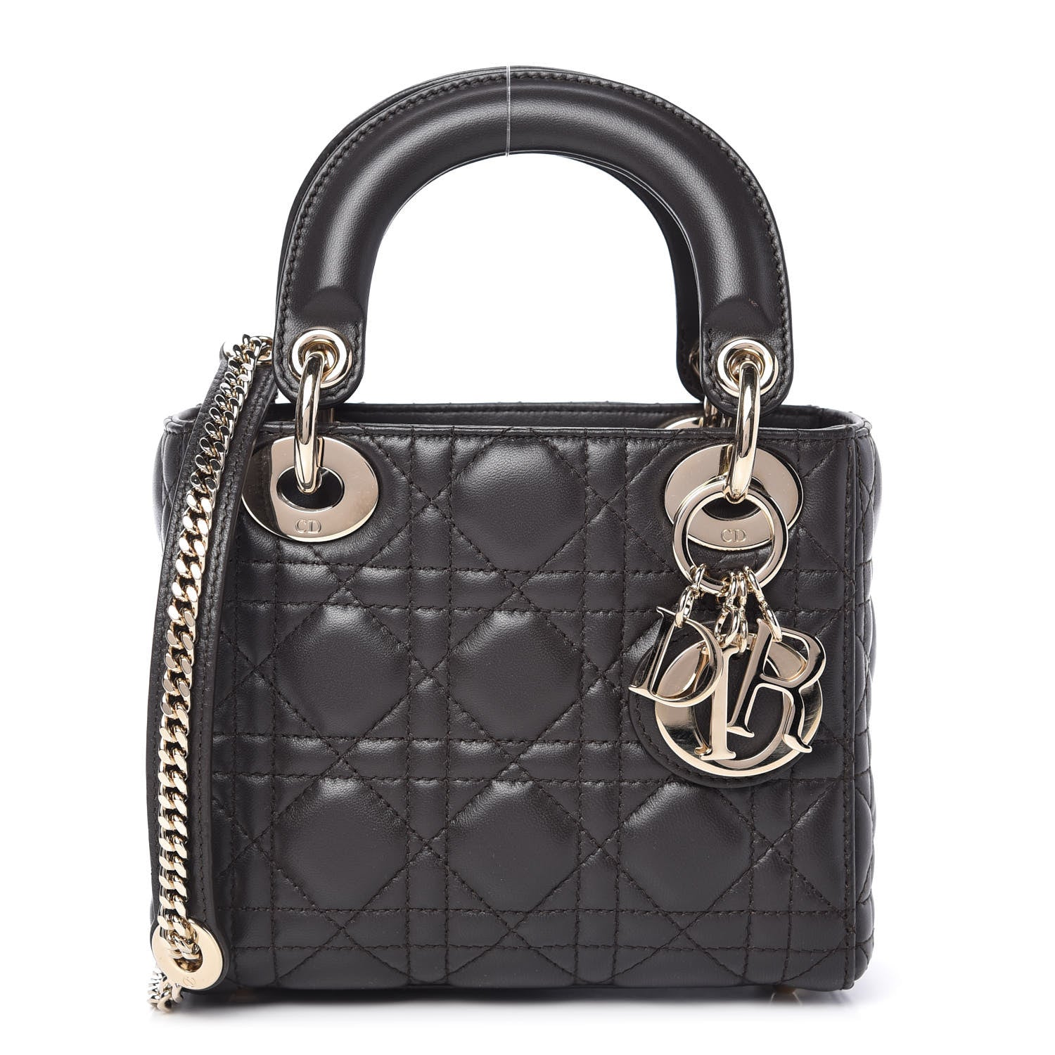Christian Dior Lambskin Cannage Mini Lady Dior Dark Grey 1 of 10