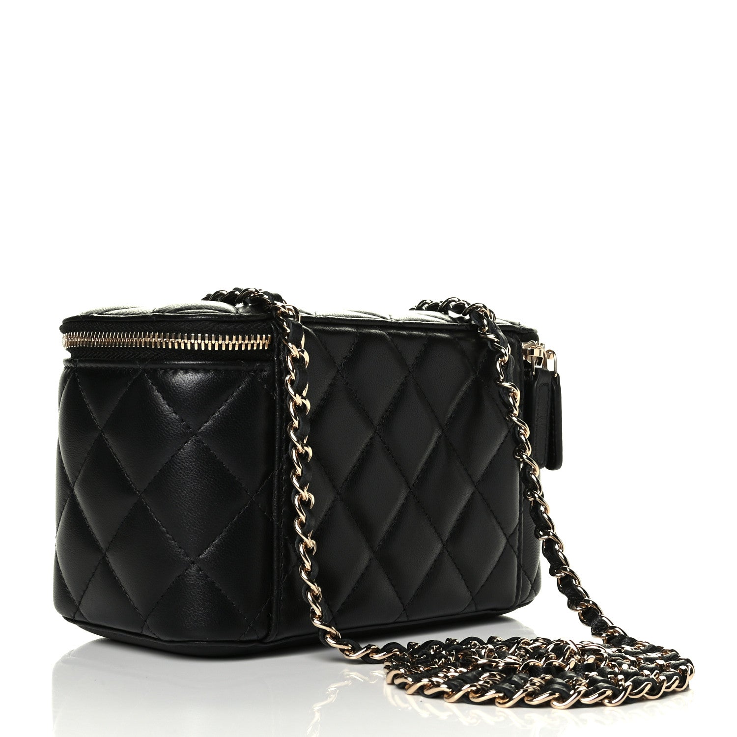 Chanel Lambskin Quilted Small Vanity Case With Chain Black 2 of 5