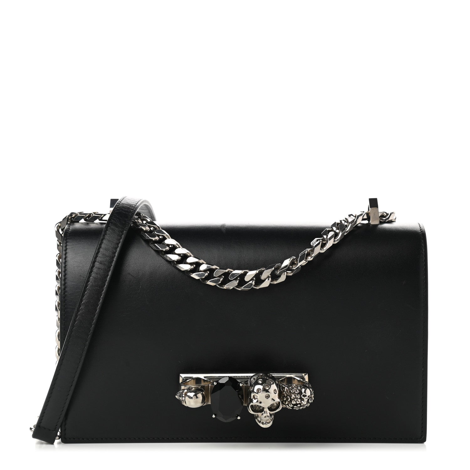 Alexander McQueen Calfskin Knuckle Shoulder Bag Black 1 of 10