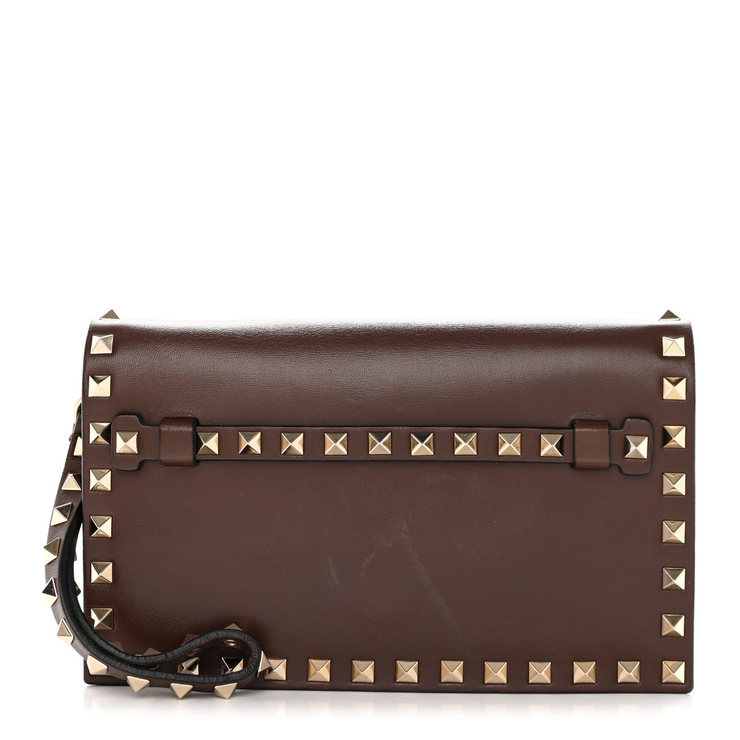 Valentino Garavani Nappa Rockstud Wristlet Clutch Taupe 1 of 19