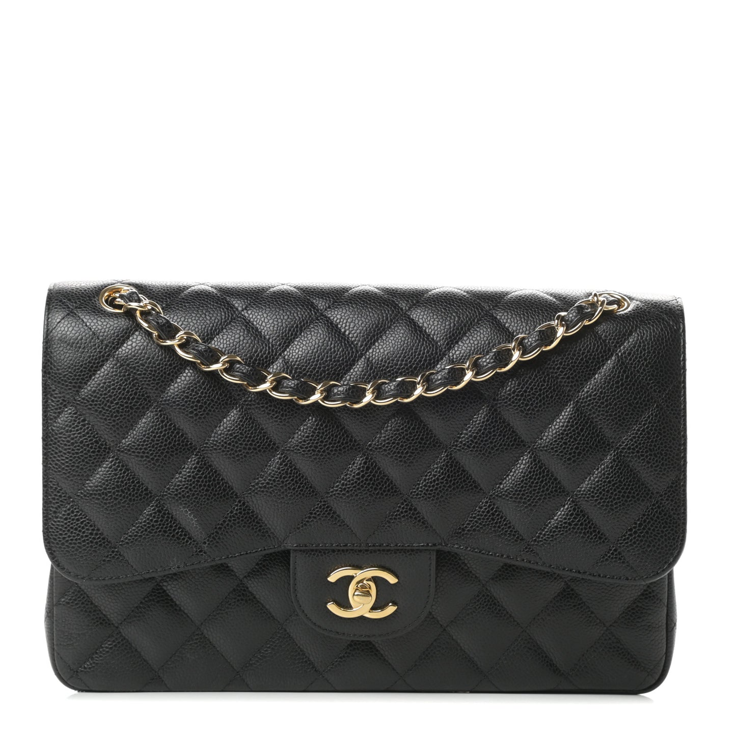 Caviar Quilted Jumbo Double Flap Black