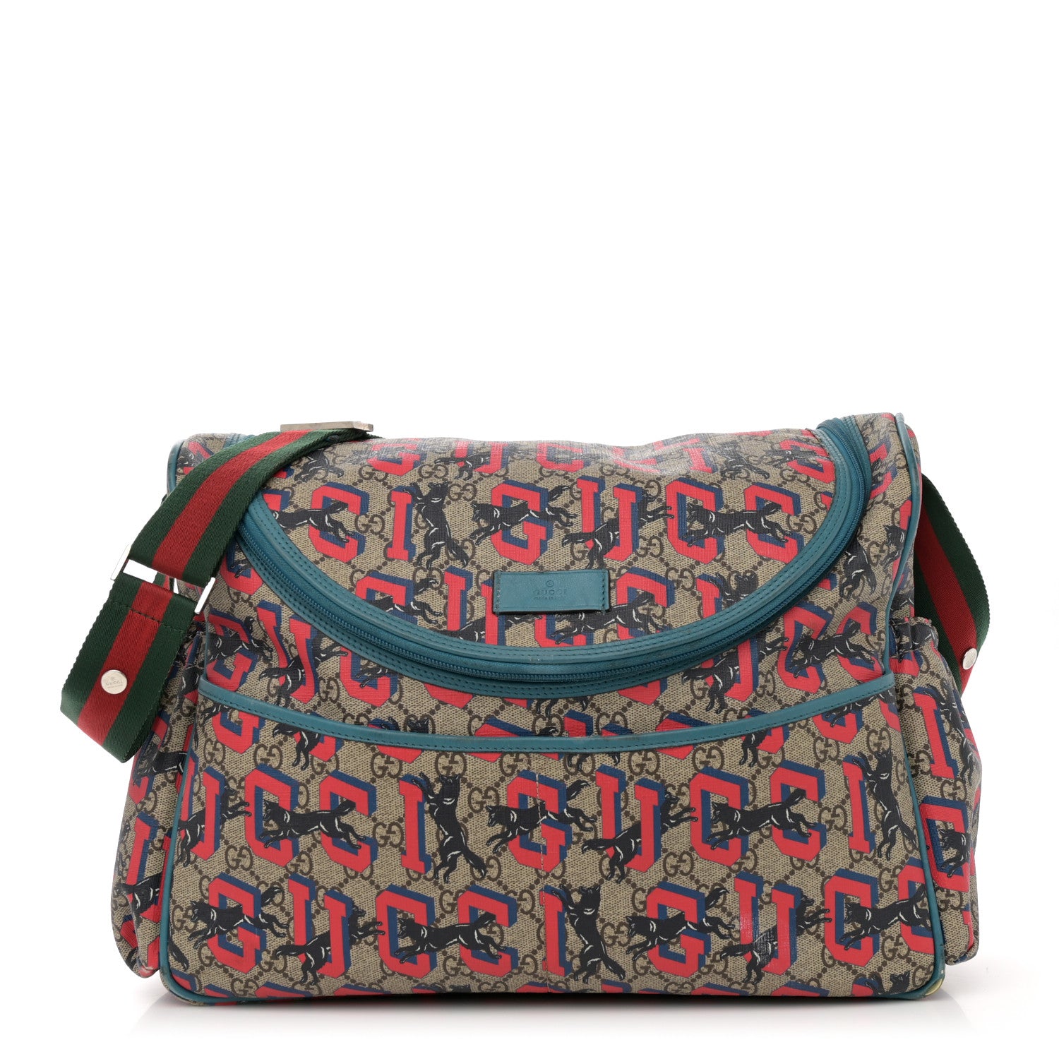 Gucci GG Supreme Monogram Gucci Wolf Diaper Bag Beige Red 1 of 23