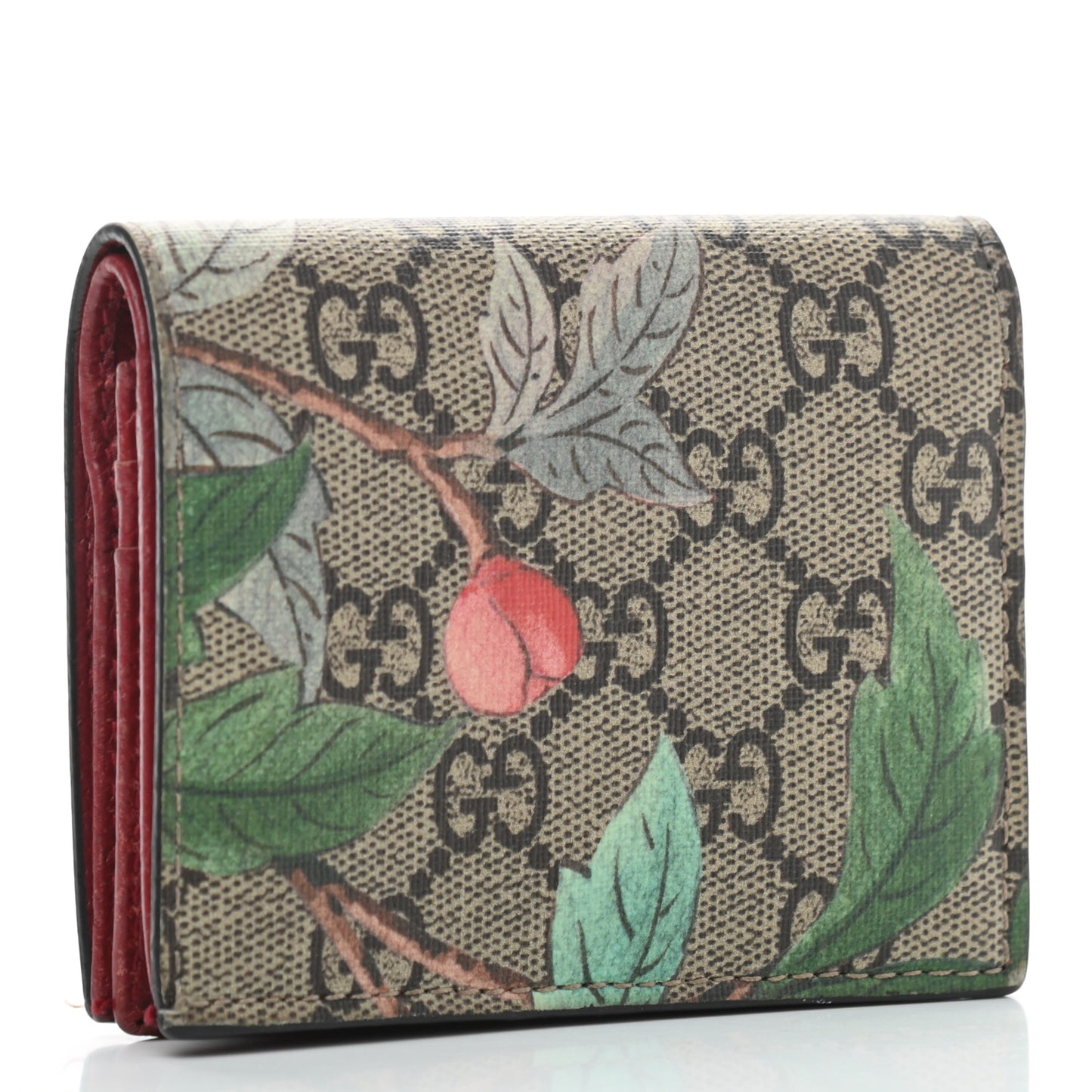 GG Supreme Monogram Tian Card Case Beige Multicolor Red