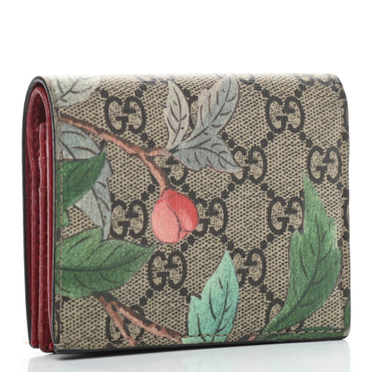 Gucci GG Supreme Monogram Tian Card Case Beige Multicolor Red 2 of 7
