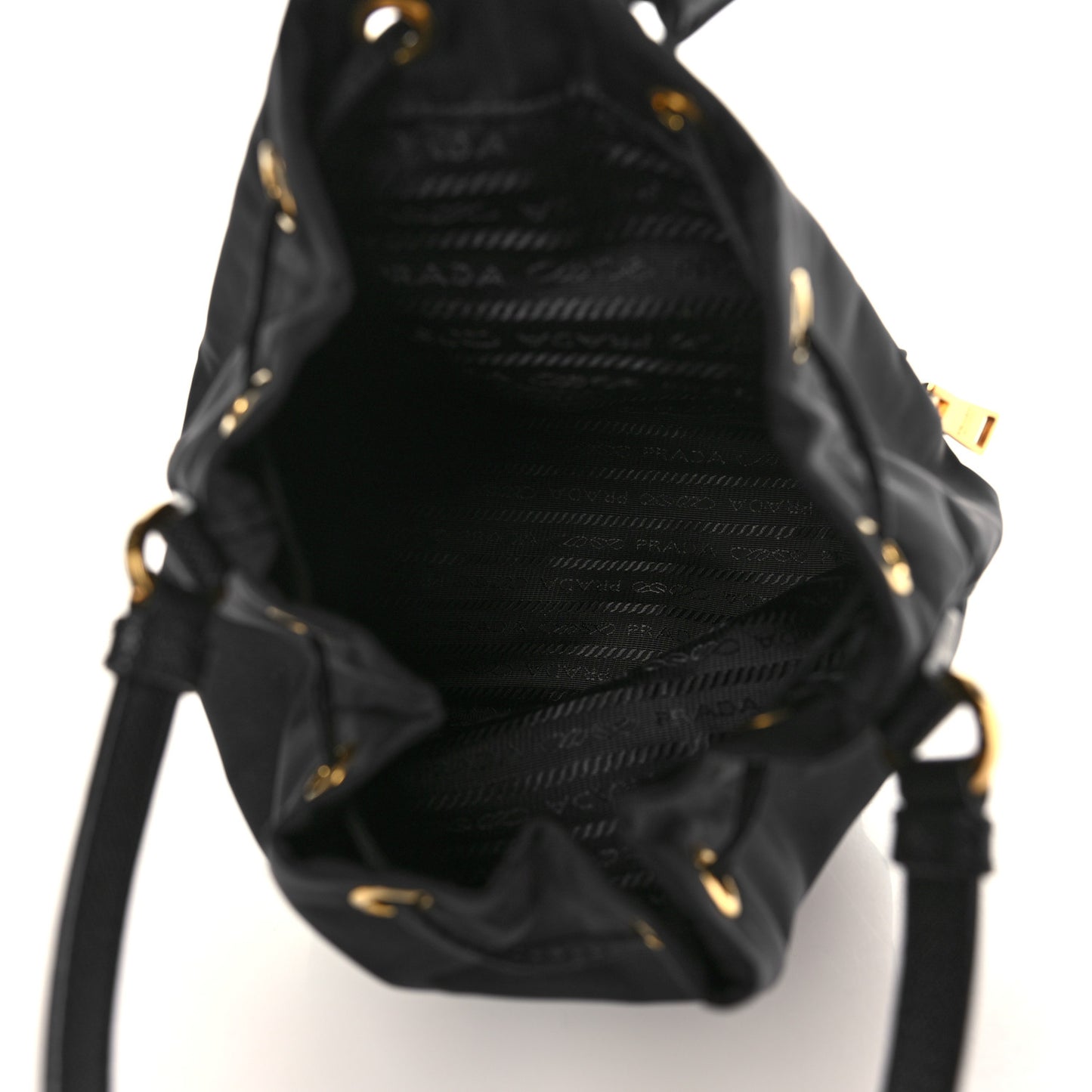 Saffiano Tessuto Nylon Mini Bucket Crossbody Bag Black