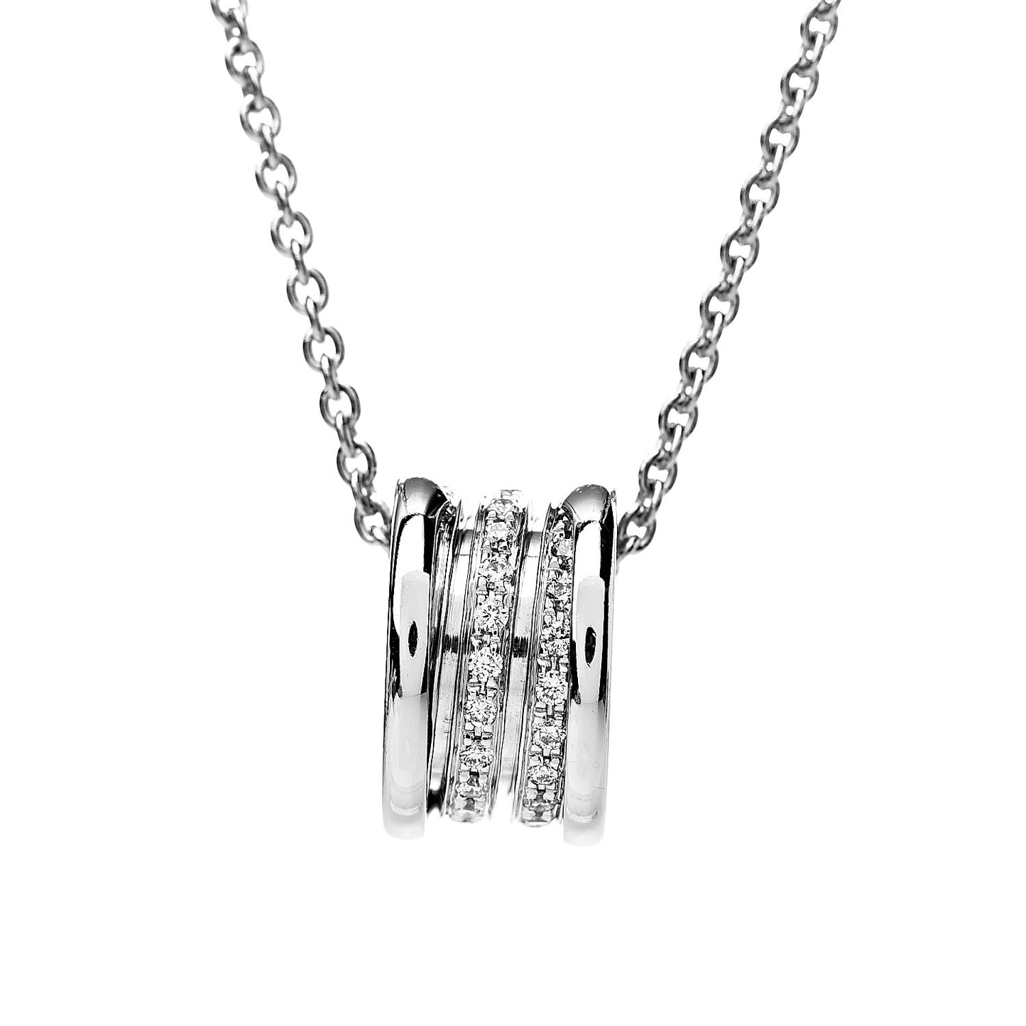 18K White Gold Diamond B.Zero1 Pave Pendant Necklace