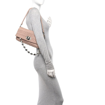 Miu Miu Nappa Matelasse Crystal Flap Clutch Cammeo 2 of 10
