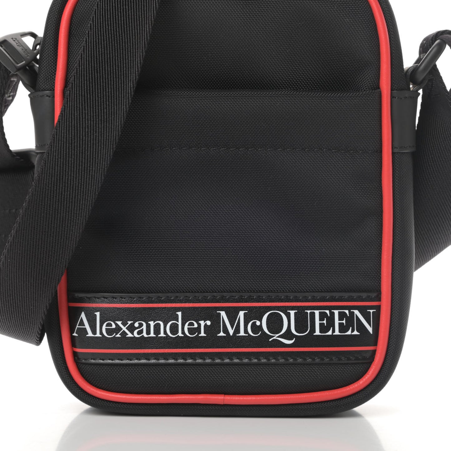 Nylon Mini Messenger Bag Black Red