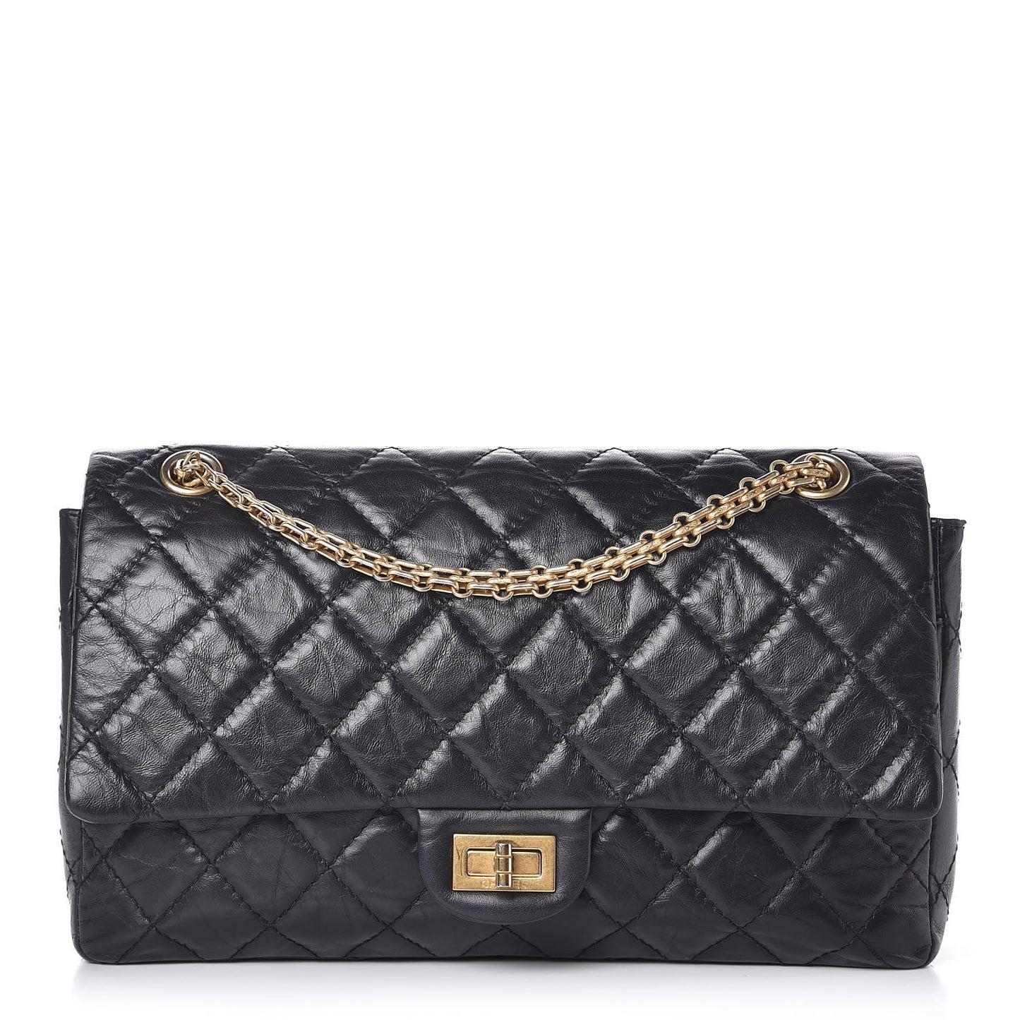 Aged Calfskin Quilted 2.55 Reissue 226 Flap Black