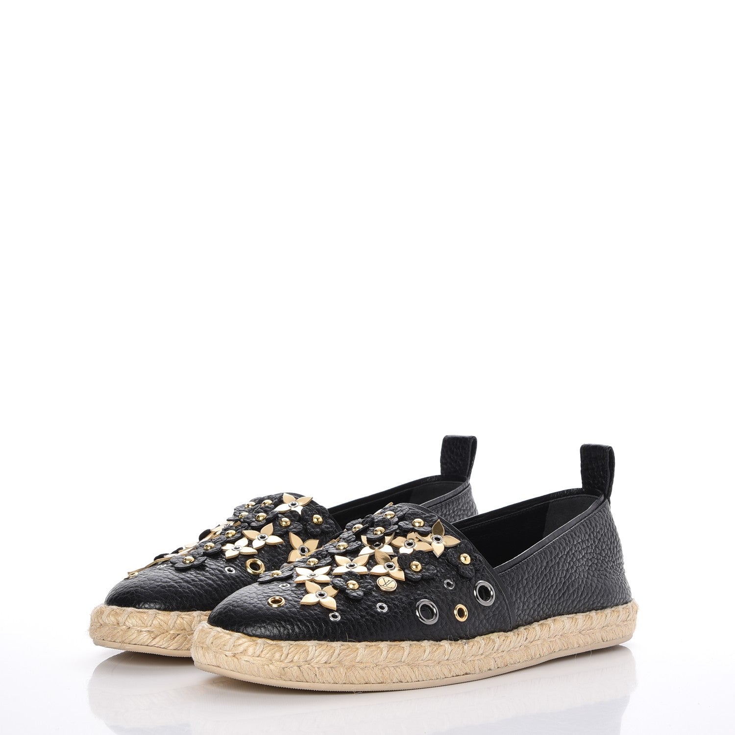 Louis Vuitton Calfskin Tropical Bloom Espadrille Flat 36 Black 3 of 9