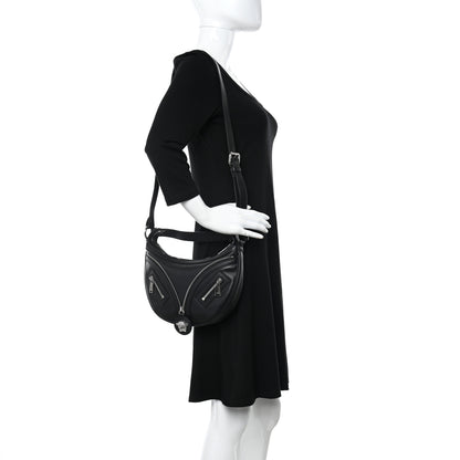 Versace Calfskin Small Repeat Zip Hobo Black 2 of 9