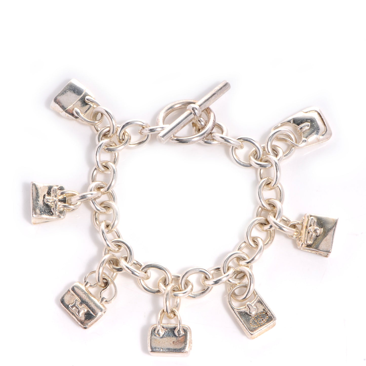 Sterling Silver 7 Bags Charm Bracelet
