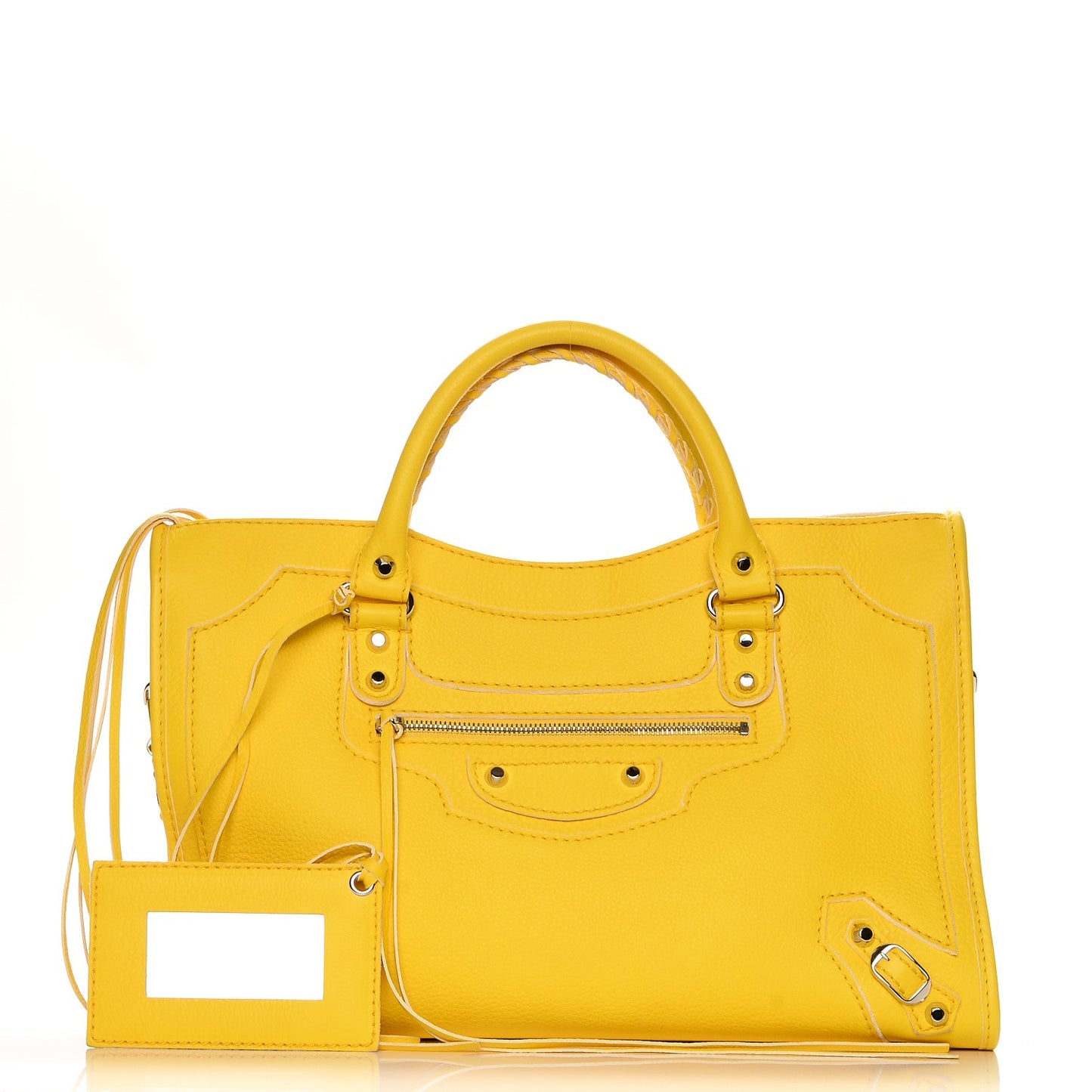 Supple Grained Calfskin Classic Silver Hardware Highlight City Jaune Soleil