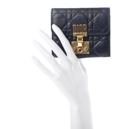 Christian Dior Lambskin Cannage Dioraddict Flap Wallet Navy 7 of 7