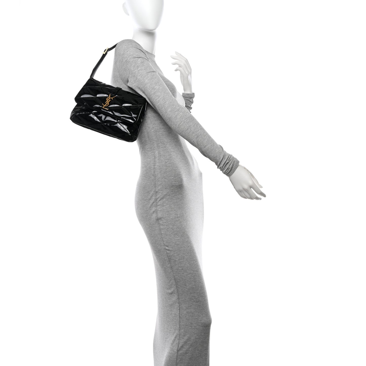 Patent Quilted Le 57 Diamond Shoulder Bag Black