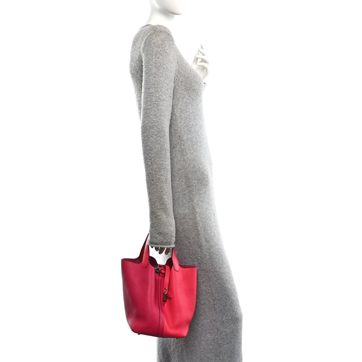 Hermes Taurillon Clemence Casaque Picotin Lock 22 MM Rose Extreme Rose Mexico Rouge De Coeur 2 of 9