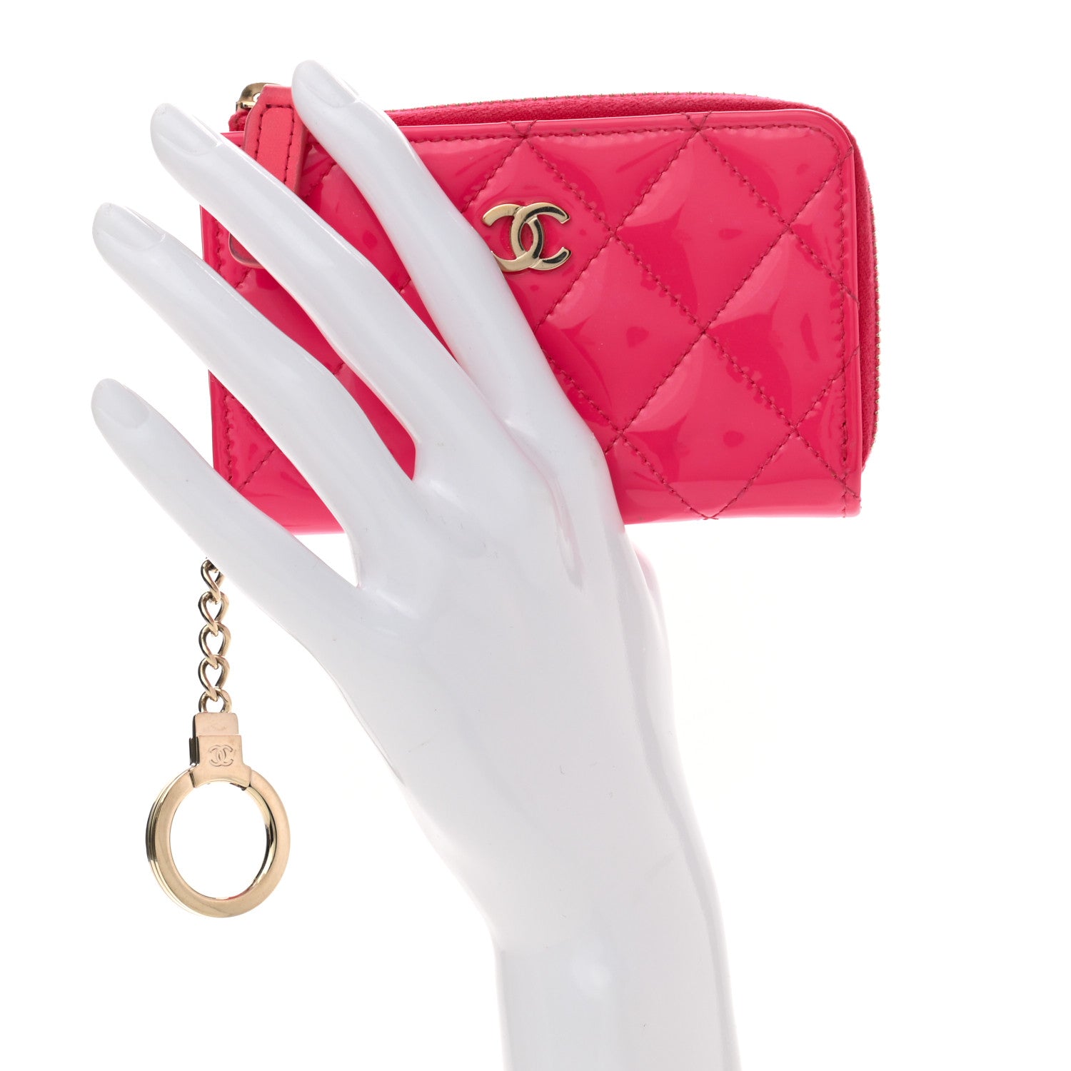 Chanel Patent Quilted Key Holder Case Pink 2 of 10