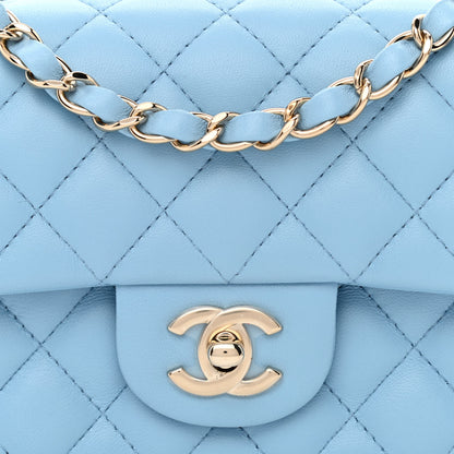 Chanel Lambskin Quilted Mini Rectangular Flap Light Blue 7 of 9