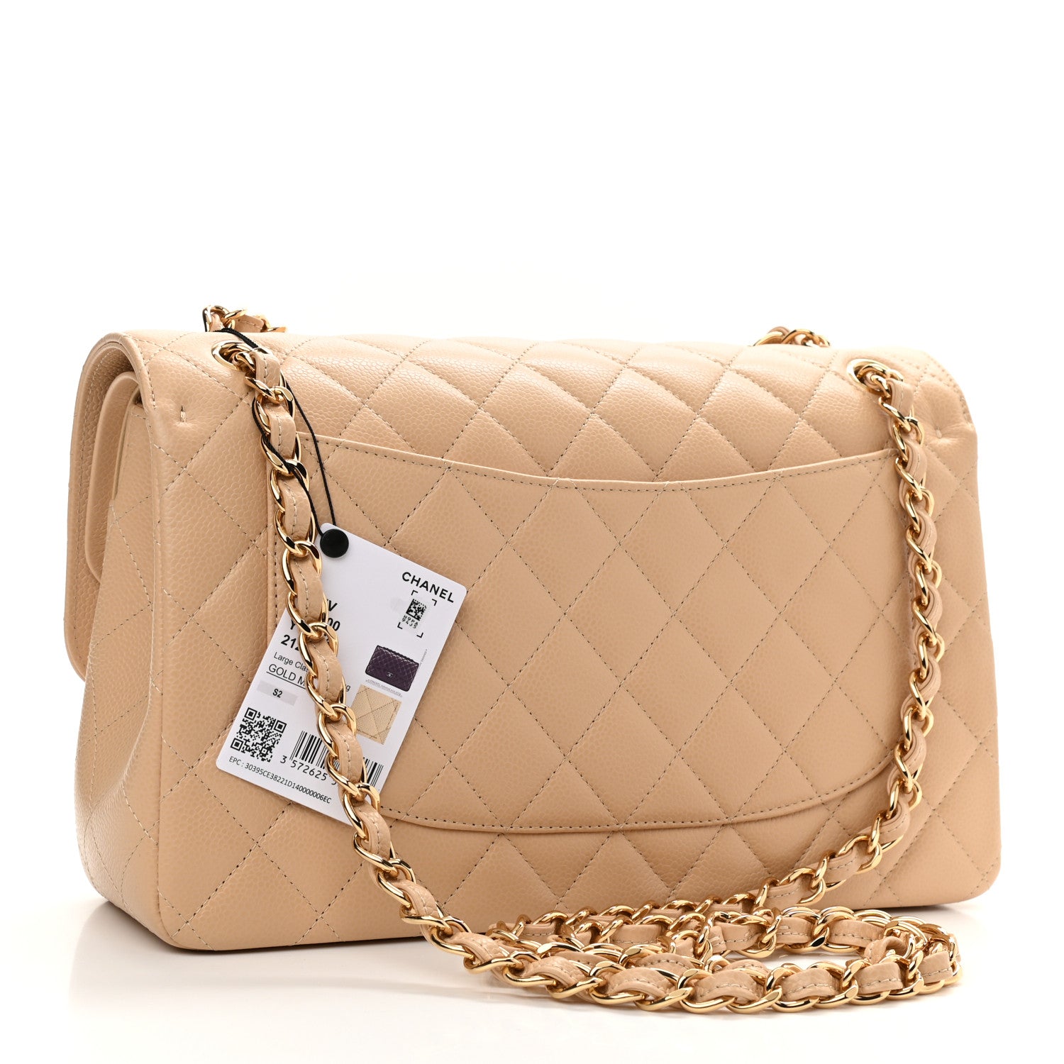 Chanel Caviar Quilted Jumbo Double Flap Beige 3 of 10