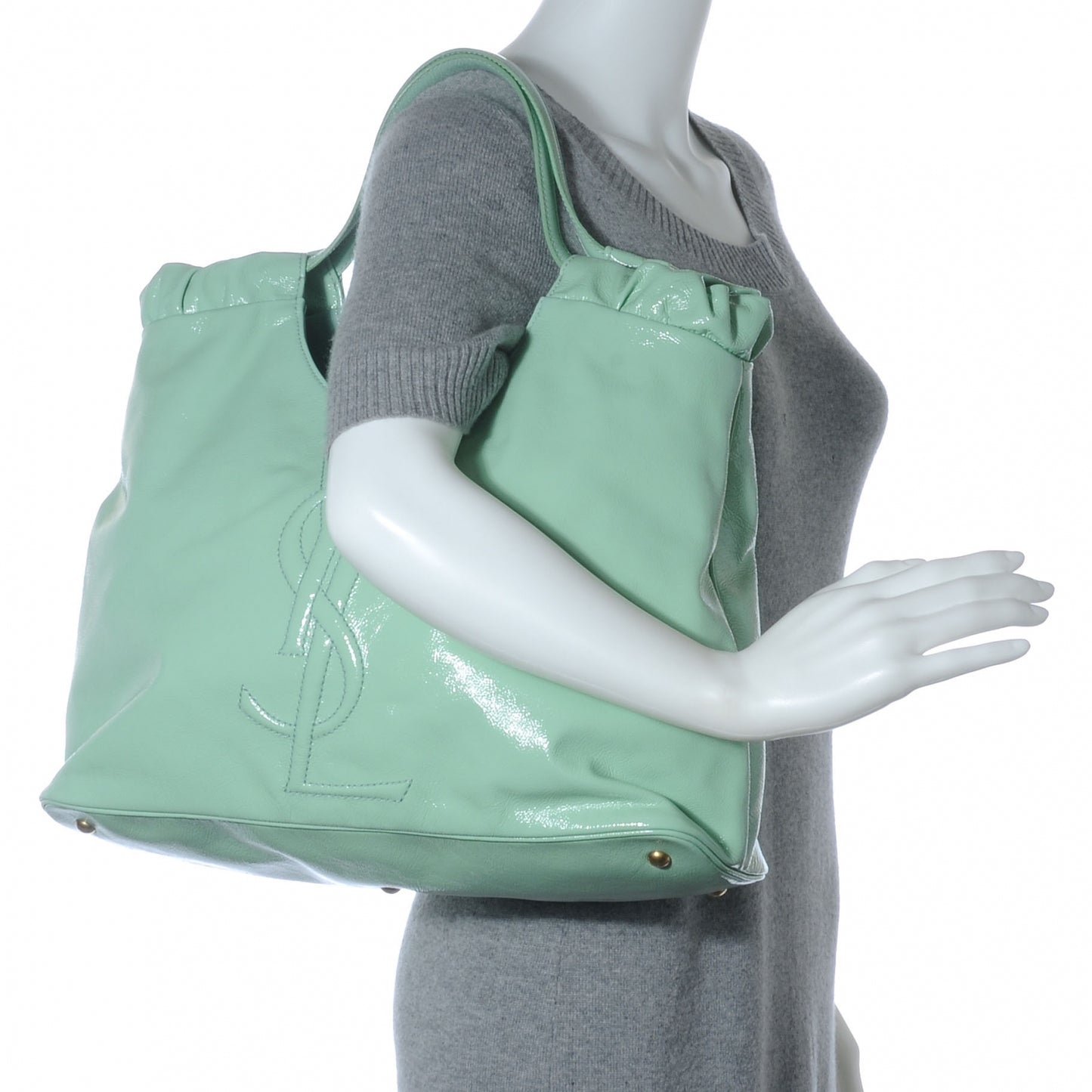 Patent Belle de Jour Cabas Tote Mint Green