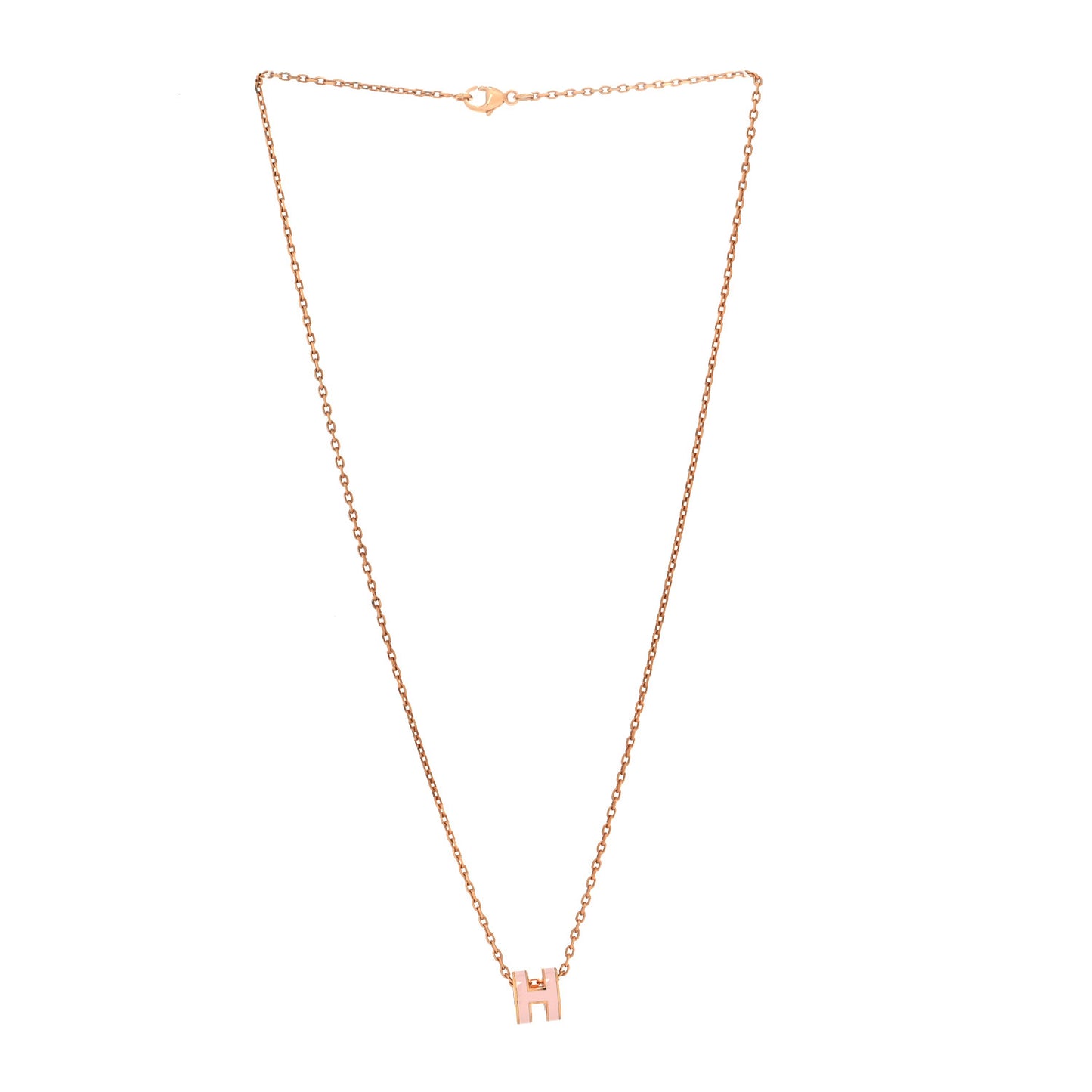 Lacquered Rose Gold Mini Pop H Pendant Necklace Rose Dragee